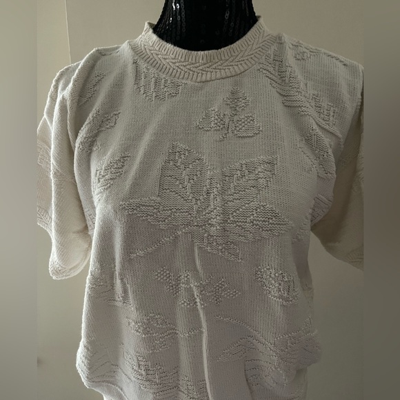 Vintage Yarnworks Cream Maple Leaf Sweater Size Large - Picture 2 of 11